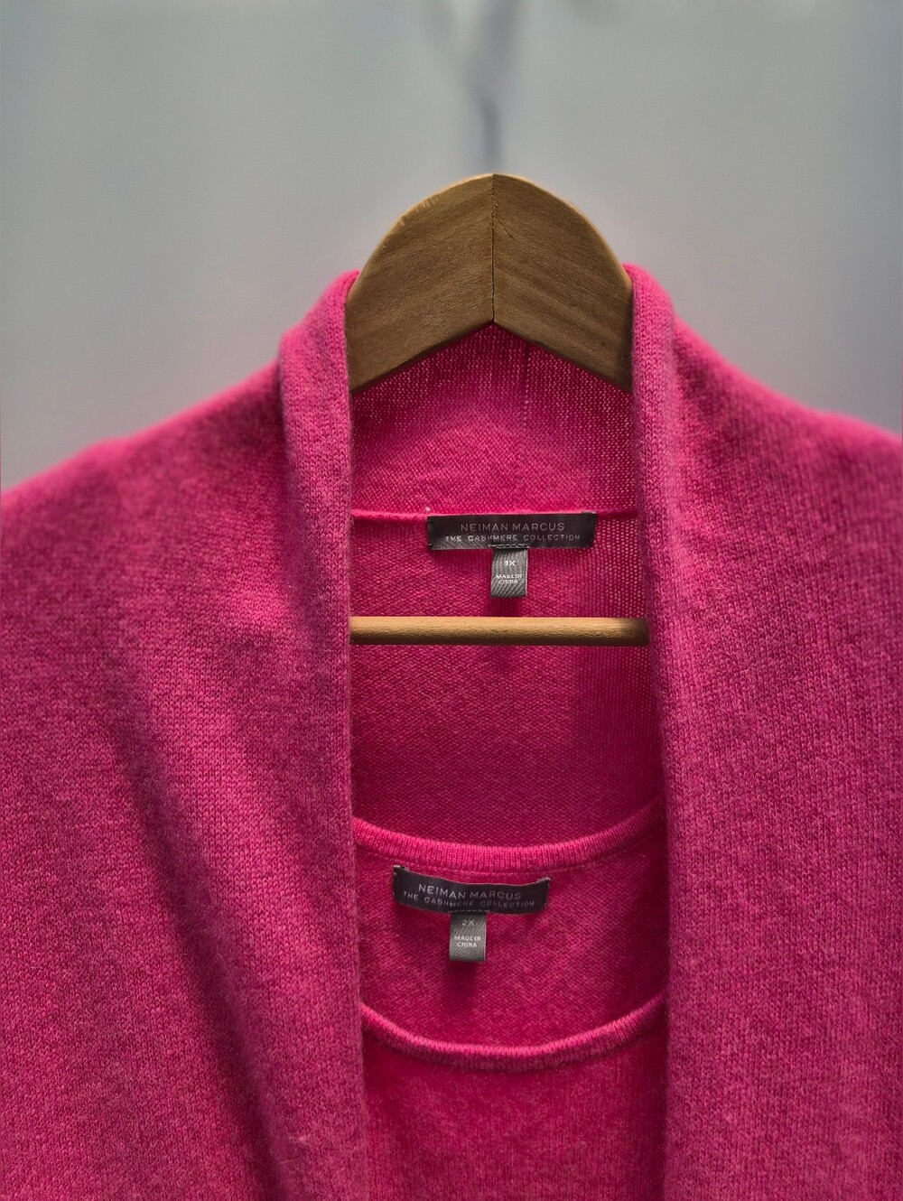 Neiman Marcus Cashmere Duster Cardigan 1X Tank 2X Set Hot Pink Barbiecore Luxury - Picture 2 of 16